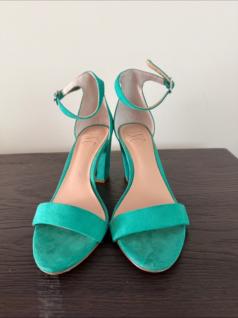 INC International Concepts Turquoise Ankle-Strap Block Heels